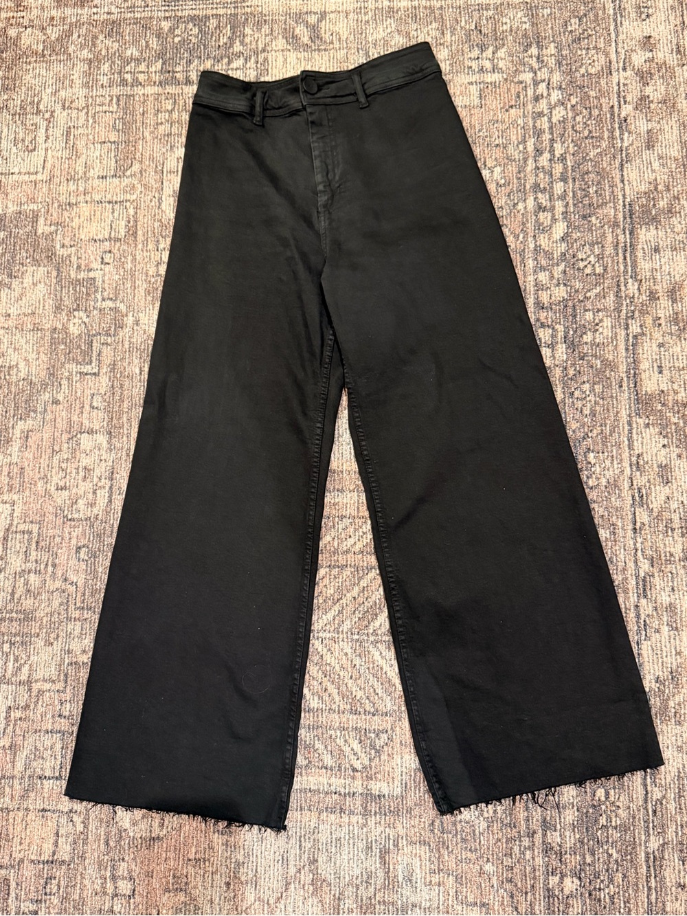 Zara Black Ankle-Crop Wide Leg Jeans